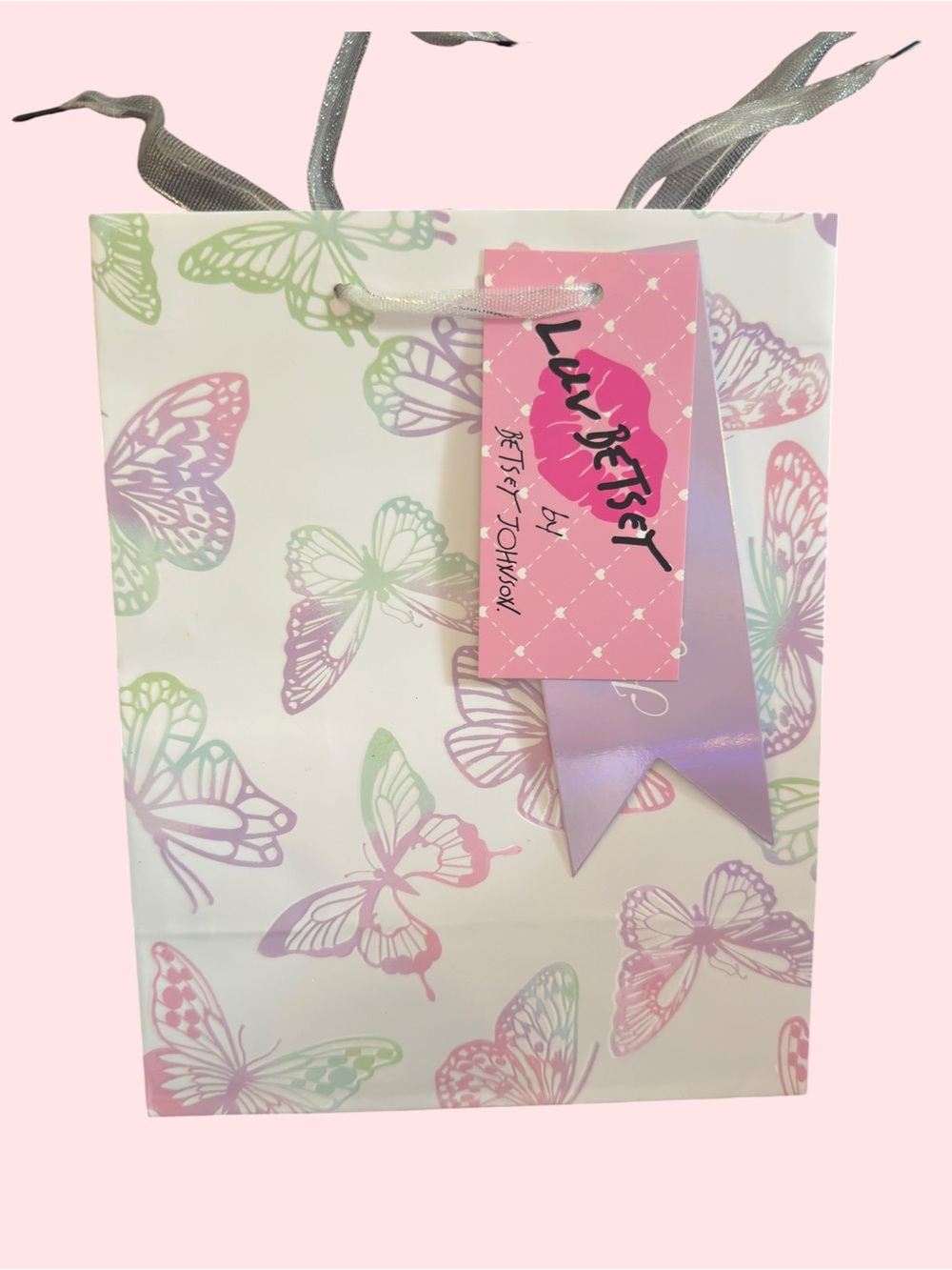Luv Betsey by Betsey Johnson Butterfly Gift Bag Pink Purple Green
